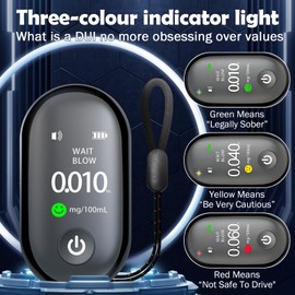 RoserRose Breathalyser Police Accurate, Professional Per Mille Meter with Digital Colour LCD Display, Mouthpieces Unnecessary, High Precision Alcohol Meter for Personal Parties