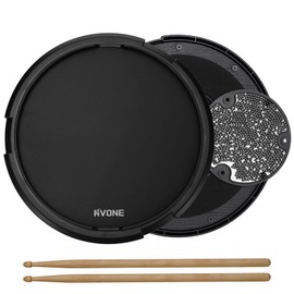 RVONE Drum Practice Pad – 12 Inch Silent Practice Drum Pad for Beginners and Professionals, Double Sided Rubber Drum Pad with Snare Stand Compatibility