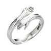 925 Silver Hug Ring Fashionable Versatile Adjustable Hugging Hands Open
