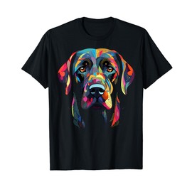 Labrador Retriever Colorful Dog Face Funny Lab Lover Black T-Shirt