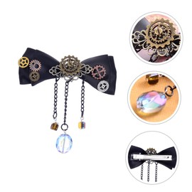 LIFKOME 3pcs Steam Gear Retro Style Hair Accessory Black Bowknot Hair Clip for Women and Girls Luxurious Design Comfortable Fit