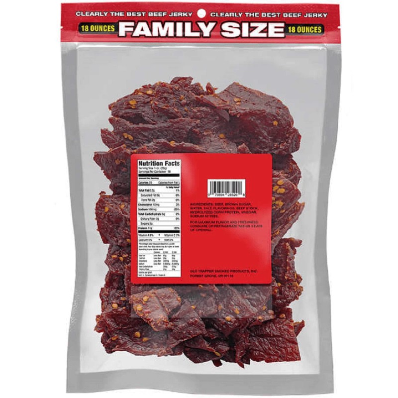 Old Trapper 28521T Family Size Spicy Beef Jerky, 18 oz