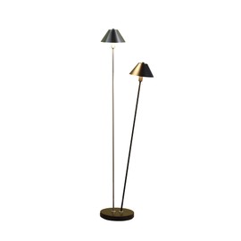Ore International HBL2424 47.5" in Led Double G-9 Matte Powder Black/Silver Redman Brushed Nickel Floor Lamp
