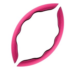 DOMENICA Universal Car Steering Wheel Cover Carbon Fibre 36-40 cm Steering Wheel Protection Steering Wheel Cover Sport Non-Slip Cosy Ultralight (Pink)