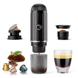 Portable Electric Espresso Coffee Maker for Ground Coffee & NS Capsule Fast Self-Heating Technology‌ with USB-C Perfect for RV, Hiking, Camping, Office & On-the-Go Lifestyles, Christmas Gift for Men