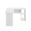 Furinno Abbott L-Shape Computer Desk with Stainless Steel Tubes Bookshelf,