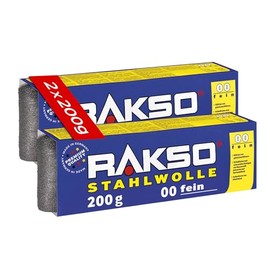RAKSO Steel Wool Fine 00-400 g, 2 x 200g Banderoles, Smooths Woods, Cleaning Plastic Blinds, Garden Furniture, Polishing Aluminium