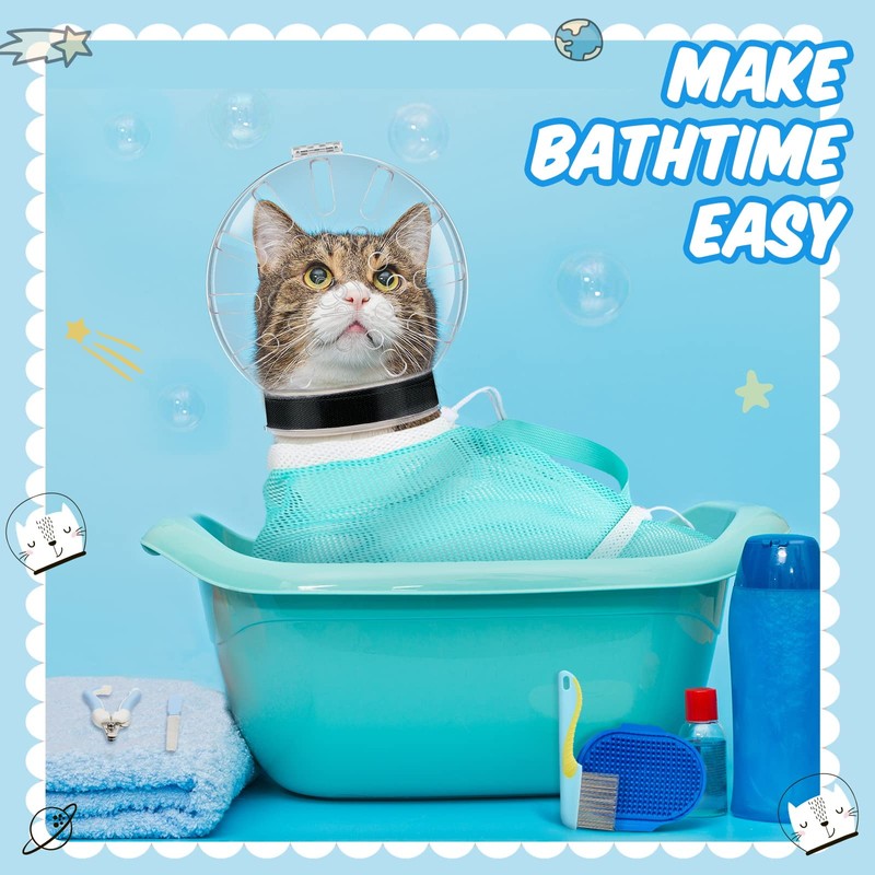 8 Pcs Cat Muzzle Set with Adjustable Cat Bathing Bag