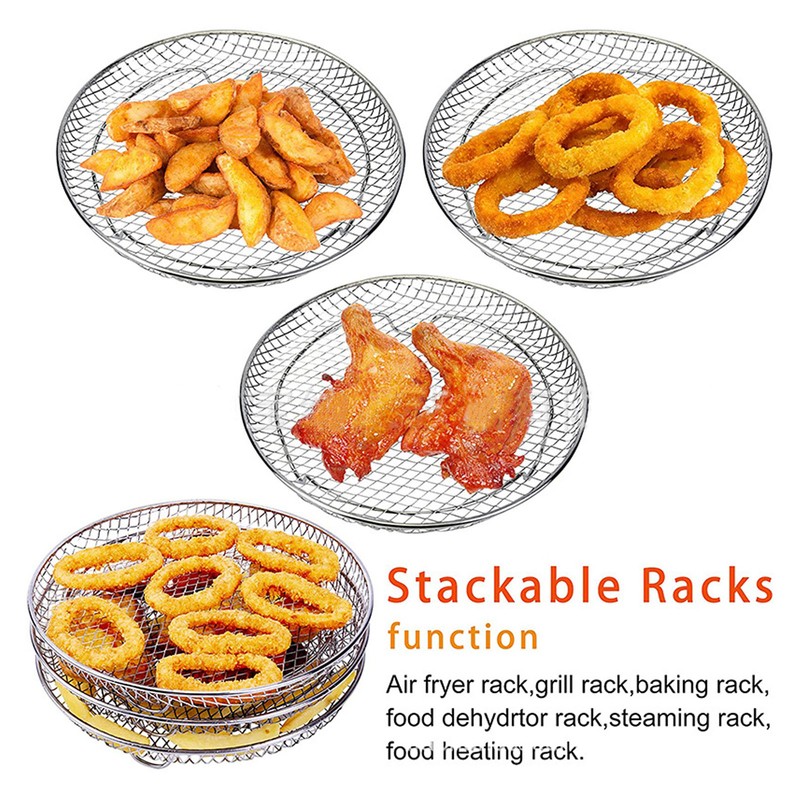 3Pcs Air Fryer Dehydrator Racks Stackable Food Grade Stainless Steel