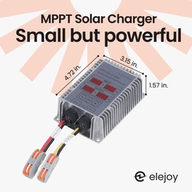elejoy 25 Amp 24/36/48/58.4V Boost Step-UP ↗ MPPT Solar Charge Controllers | Waterproof Outdoor Adjustable Output Lithium LiFePO4 Battery | LED Display | Boat Marine RV Golf Cart eBike | IP65 (400W)