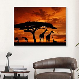 QAZWSX Tree and Giraffe 5D Diamond Painting by Number Kits Full Round Drill Crystal Rhinestone Embroidery Pictures Arts Home Wall Decor 12X16 Inch