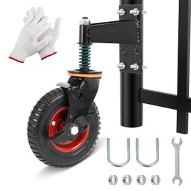8inch Gate Wheel with Brake, Moves Smoothly Fence, 600 Lb Capacity 360 Degree Rotation Gate Wheels for Wooden/Metal Tube Gate Spring-Loaded Heavy Duty Gate Wheel Nuts Wrench Gloves