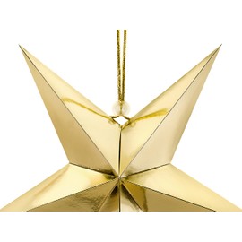 Golden Decorative Star Gold 45 cm Paper Star Shiny Christmas Star Made of Cardboard Decoration Christmas Party Celebration New Year's Eve 3D Star Christmas Decoration Folding Star Gold