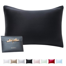 HandSun 100% Mulberry Silk Pillowcase, Breathable Silk Pillowcase for Hair and Skin, Silk Standard Pillow Cases with Hidden Zipper (20"x26", 1 Pack with Gift Package)