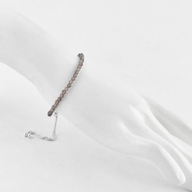 Natural Smoky Quartz Gemstone Beads Bolo Bracelet, Adjustable Slider Chain, Energy Stones, Chakra Healing Crystals, Silver Plated, Gift for Women, Birthstone, Gemstones Jewelry,10 inch