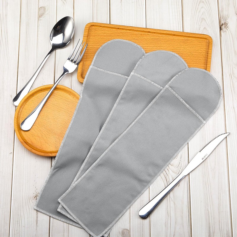 Weewooday 12 Pcs Anti Tarnish Silverware Storage Bags Velvet Flatware