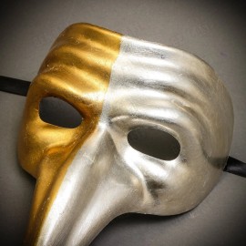 iLoveMasks NEW Gold & Silver Zanni Long Nose Bird Venetian Masquerade Mask Cosplay Costume