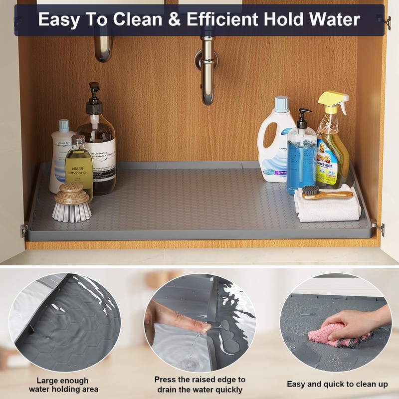 Under Sink Mat - 37" x 22" Waterproof Kitchen Cabinet