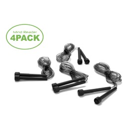 Mind Reader Adjustable Jump Rope and 4.75" Handle, (Pack of 4), Black
