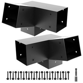 Qrooviiy 30 Degree Pegola Bracket Kits,3-Way Right Corner Woodwork Brackets for 4" x 4" (Actual:3.5"x3.5") Lumber,DIY Gazebo Brackets for Patio Pergolas, Gazebos, Log Cabin W/Hardware - 2Pack