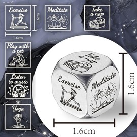 UNICRAFTALE Anxiety Reducing Activity Dice 1 Set Stainless Steel Decision Daily Activity Dice Gift Leisure Entertainment Activity for Men Women Coworker Christmas Birthday Gifts