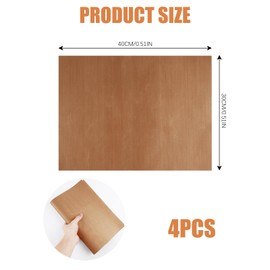 Pack of 4 Permanent Baking Film, 30 x 40 cm, Teflon Baking Film, Reusable, Baking Paper, Heat Resistant, Non-Stick Coating, Can Be Cut to Size, Oven Mat, Permanent Baking Mat for Oven, Baking Tray