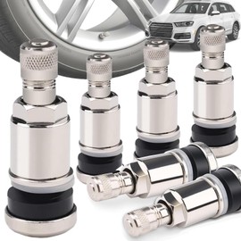 lankai Pack of 6 Car Steel Valves, Leakage Protection Tyre Valve Metal, Silver Metal Valves, Rim Valves, Universal Metal Valves, Silver Rim Valves, for Car, Truck (Size : 1.65 x 0.62 Inches)