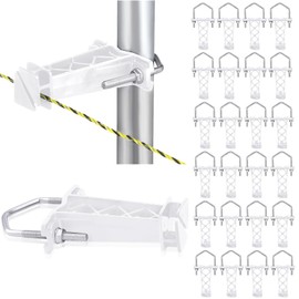 Tondiamo 24 Pcs Tube Post Insulator, Electric Fence T Post Insulators for Electric Fence Wire for Chain Link Square or Round Tubing (White)
