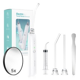 Bubbacare Tonsil Stone Remover, Oral Irrigator, Electric Tonsil Stone Removal Kit with Vacuum, Oral Lamp, Irrigation Syringe, 5X Magnifying Mirror, 3 Suction Modes, Silicone Material, for Kid