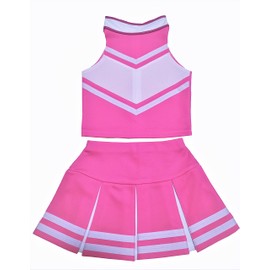 Disfraz de animadora para niños y niñas (talla L/8-10), color rosa y blanco