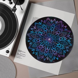 GLENLCWE Butterfly Turntable Platter Mat Boho Mandala Flower, Anti-Static Anti-Vibration 12 Inch Turntable Slipmat Felt Turntables Mat