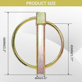 Litoexpe 6 Pcs 5/16 Inch Lynch Pin with Ring, Heavy Duty Round Linch Pins Assortment for Farm Tractors, Trucks, Trailers, Mowers (5/16”x1-3/4”)