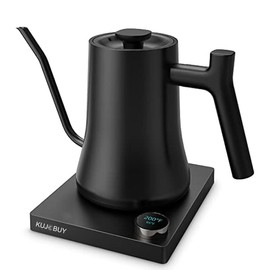 KUJOBUY Gooseneck Electric Kettle - 1200W, Temperature Control, Stainless Steel Electric Pour Over Kettle for Coffee and Tea, 0.8L Matte Black, Quick Heating Gooseneck Water Kettle