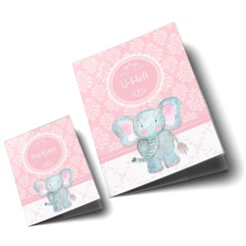 OLGS Examination Book and Vaccination Certificate Cover Set, Pink Little Lady, Examination Book Cover, Protective Cover, Cute Gift Idea for Parents, Children (Examination Book Set without