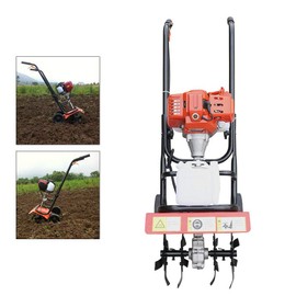 LENJKYYO 52cc Gas Powered Tiller Cultivator, 2 Stroke Plant Garden Farm Tilling Tool, Hand-Push Soil Tillage Machine, for Nursery, Orchard, 1.9KW Air-Cooled Garden Rototiller