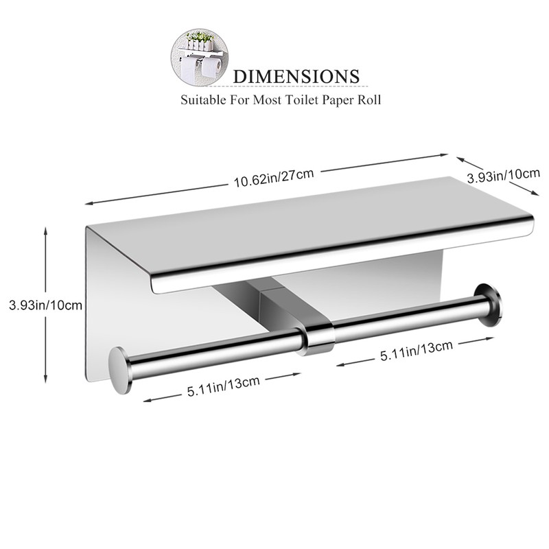Wall Mounted SUS 304 Stainless Steel Double Roll Toilet Paper