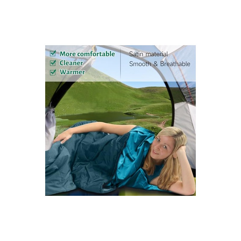 Ultralight Satin Sleeping Bag Liner for Travel and Camping