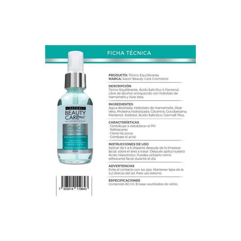 Tónico Facial Anti Acné Ácido Salicílico 2% Pantenol 5%