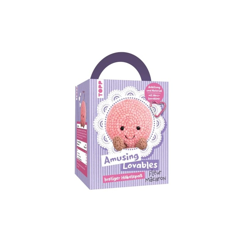 Amusing Lovables Häkelset Fleur Macaron: Anleitung, Chenillegarn, Häkelnadel, Füllwatte, Sicherheitsaugen,