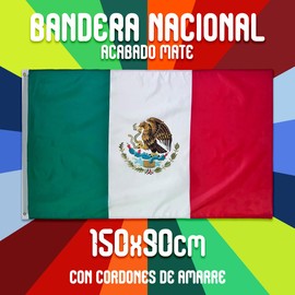 GRUPO CARNAVALLIA Bandera México 90 x 150 cm con Argollas para Colgar, Bandera Mexicana Fiestas Patrias, Decoración para Día de Independencia, 1 pza