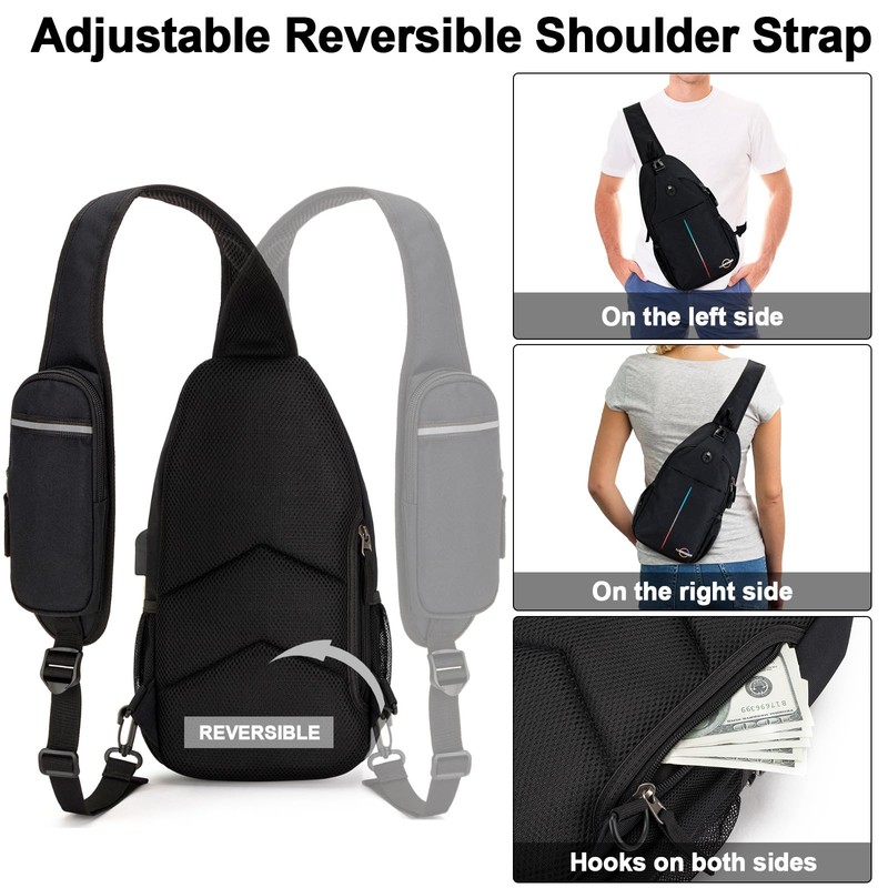 Crossbody Sling Bag, Chest Bag Backpack Daypack Fanny Pack Cross