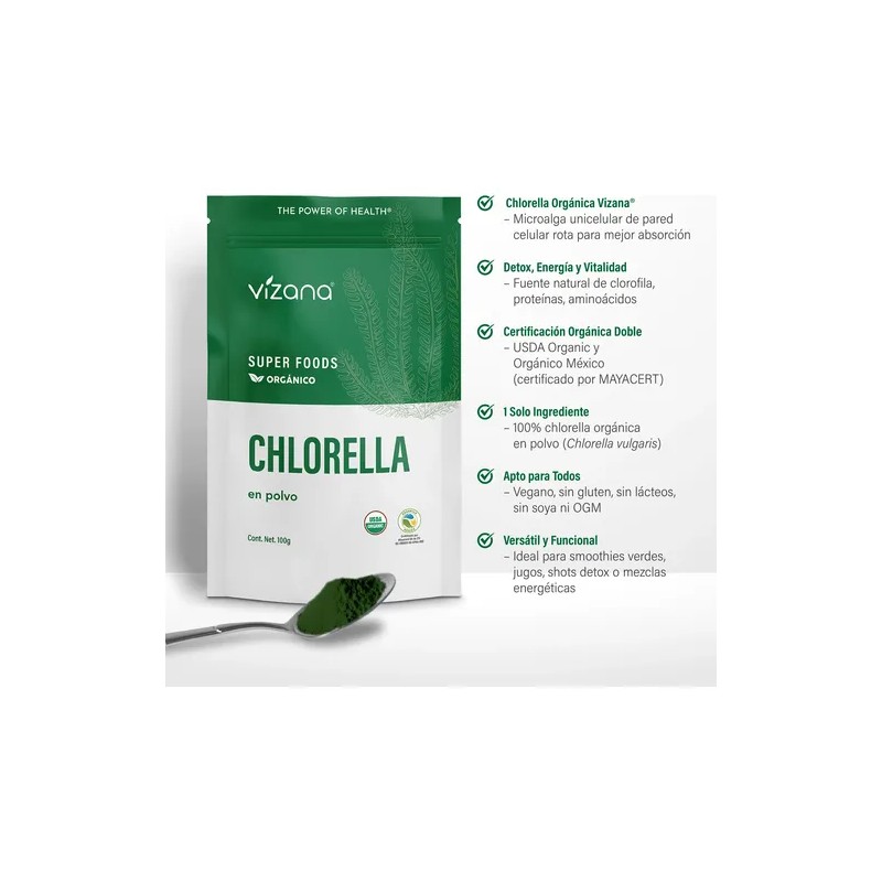 Chlorella Y Espirulina Orgánica Polvo 300g Vizana Nutrition