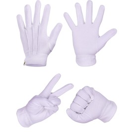 Weiße Genähte Baumwoll Handschuhe für Formale Smoking Schmuck Inspektion, 2 Paare