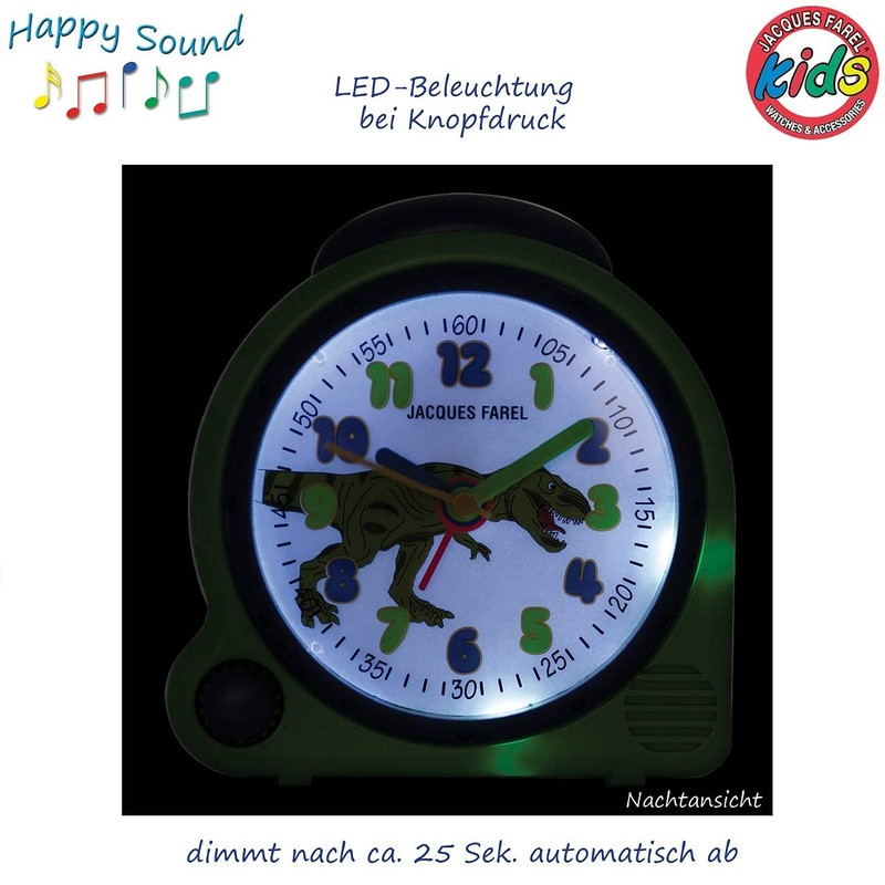 Jacques Farel AVC13DINO-G Happy Sound Kids Alarm Clock Dino