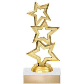 Crown Awards Star Trophies - 5" Three Star Recognition Trophies Custom