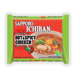 [SAPPORO ICHIBAN] Ramen Noodles, Hot & Spicy Chicken Flavor, No. 1 Tasting Japanese Instant Noodles (3.5 Oz. x 24 packs) | 24 Pack Case