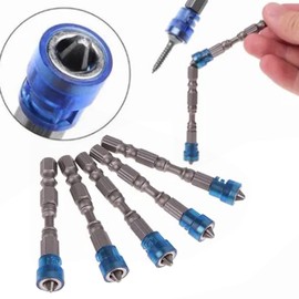 5Pcs Magnetic Screwdriver Bits Metal Cross Electric Screwdriver Bit with a Ring Stopper for Electric Drill 65mm Blue