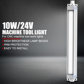 EVTSCAN 24V DC or AC 10W Industrial CNC Machines LED Work Light, 15 inch Tube Light with 96-LEDs, 1200 Lumen, IP68, Explosion Proof, 360 Degrees Adjustable Mounting Bracket