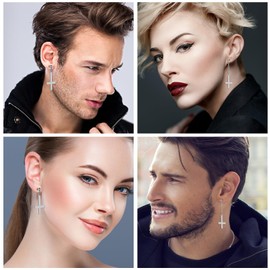 Mens Inverted Cross Earrings, Upside Down Cross Dangle Earrings, Gothic Jewelry for Men, Satanic Cross Earrings Clip On Piercing Earrings