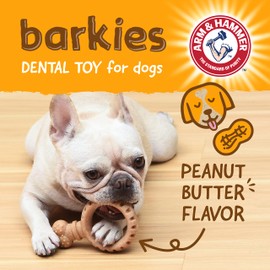 Arm & Hammer for Pets Barkies Ring Compressed Wood Collection, 5.5 Inch Peanut Butter Flavored Wood Blend Chew Toy for Dogs | Faux Stick, Splinter-Free, Safer & Durable Alternative to Chewing Sticks